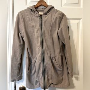 OURS ⭐️ Long Light Gray Hooded Full Zipper Sweatshirt